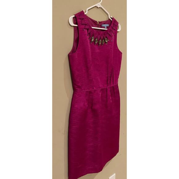 Antonio Melani Dress 8 Dark Pink Sleeveless Knee Length Pockets Office Church - Picture 2 of 6